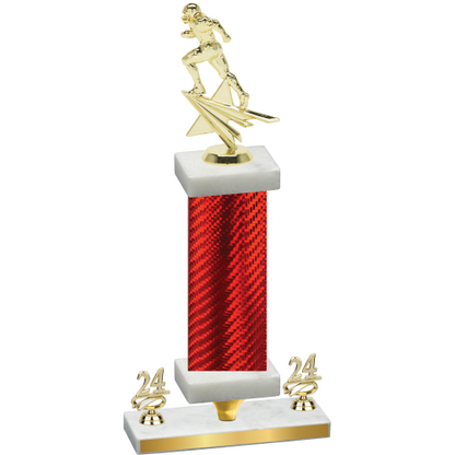 Premium Single Red Carbon Fiber Year Football Trophy