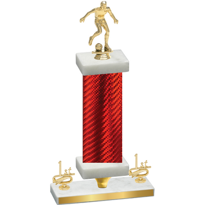 Premium Single Red Carbon Fiber First Place Soccer Trophy