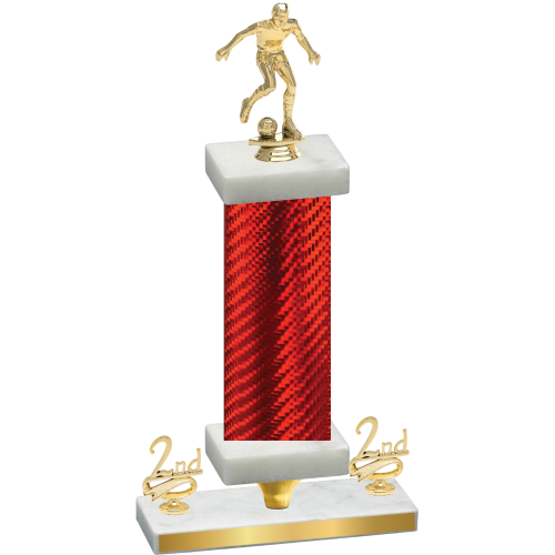 Premium Single Red Carbon Fiber Second Place Soccer Trophy