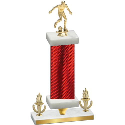 Premium Single Red Carbon Fiber Victory Soccer Trophy