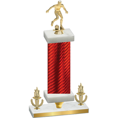 Premium Single Red Carbon Fiber Victory Soccer Trophy