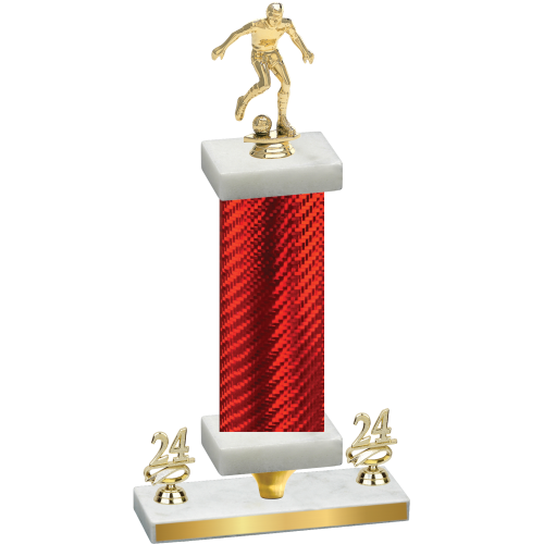 Premium Single Red Carbon Fiber Year Soccer Trophy