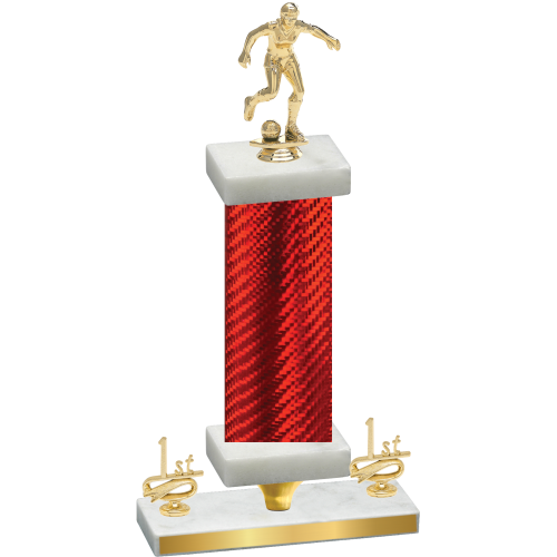 Premium Single Red Carbon Fiber First Place Soccer Trophy