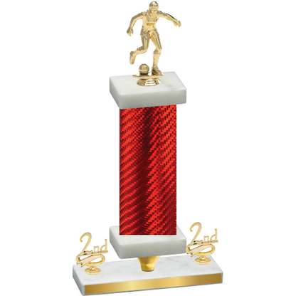 Premium Single Red Carbon Fiber Second Place Soccer Trophy