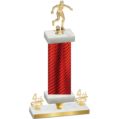 Premium Single Red Carbon Fiber Fourth Place Soccer Trophy