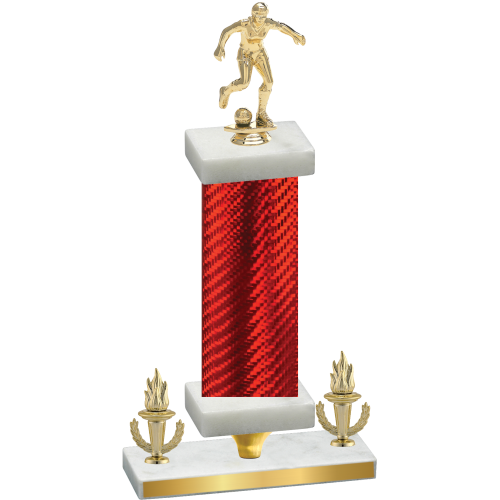 Premium Single Red Carbon Fiber Victory Soccer Trophy