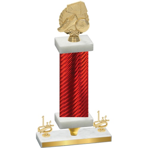 Premium Single Red Carbon Fiber First Place Soccer Trophy