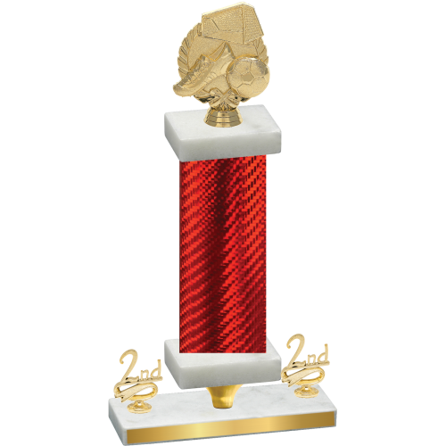 Premium Single Red Carbon Fiber Second Place Soccer Trophy