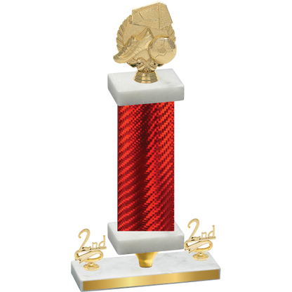 Premium Single Red Carbon Fiber Second Place Soccer Trophy