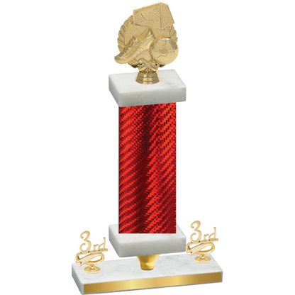 Premium Single Red Carbon Fiber Third Place Soccer Trophy