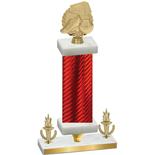 Premium Single Red Carbon Fiber Victory Soccer Trophy