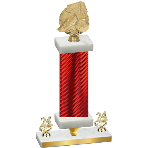 Premium Single Red Carbon Fiber Year Soccer Trophy