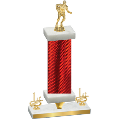 Premium Single Red Carbon Fiber First Place Rugby Trophy