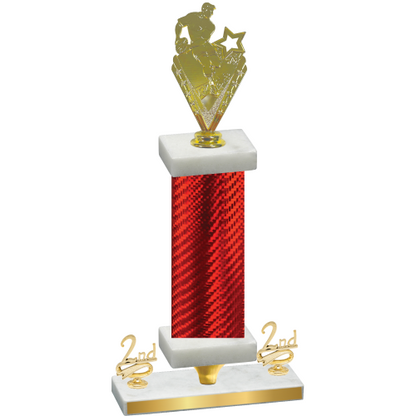 Premium Single Red Carbon Fiber Second Place Rugby Trophy