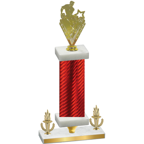 Premium Single Red Carbon Fiber Victory Rugby Trophy