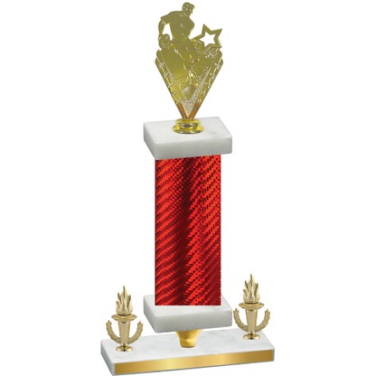 Premium Single Red Carbon Fiber Victory Rugby Trophy