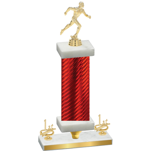 Premium Single Red Carbon Fiber First Place Running Trophy