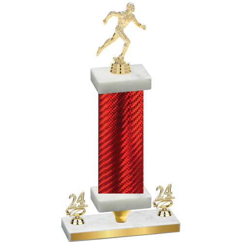 Premium Single Red Carbon Fiber Year Running Trophy