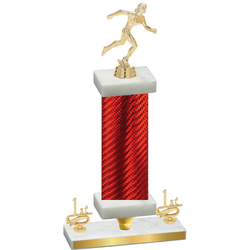 Premium Single Red Carbon Fiber First Place Running Trophy