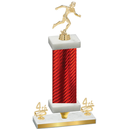 Premium Single Red Carbon Fiber Fourth Place Running Trophy