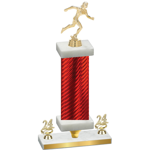 Premium Single Red Carbon Fiber Year Running Trophy