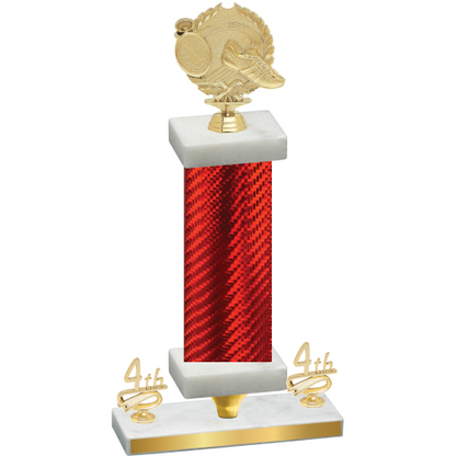 Premium Single Red Carbon Fiber Fourth Place Running Trophy