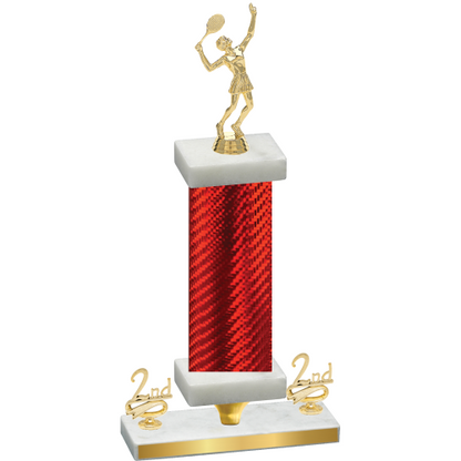 Premium Single Red Carbon Fiber Second Place Tennis Trophy