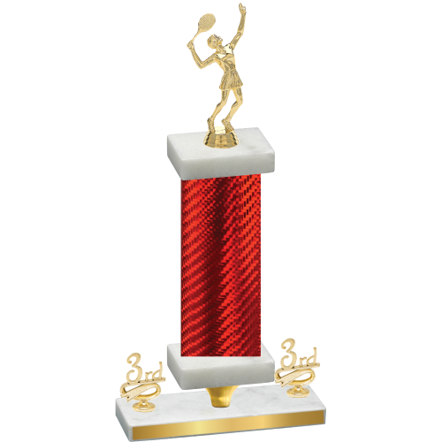 Premium Single Red Carbon Fiber Third Place Tennis Trophy