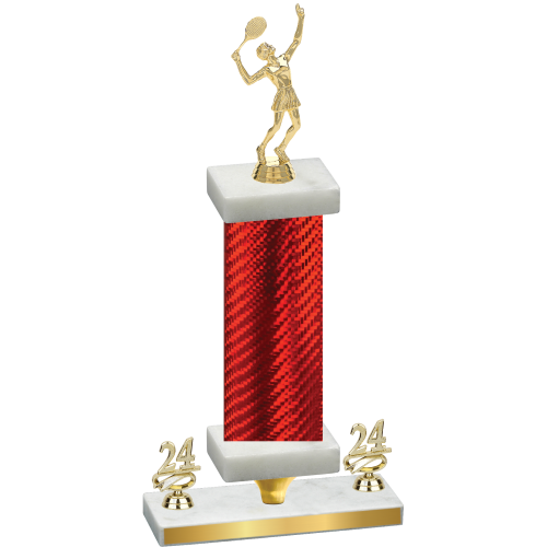 Premium Single Red Carbon Fiber Year Tennis Trophy