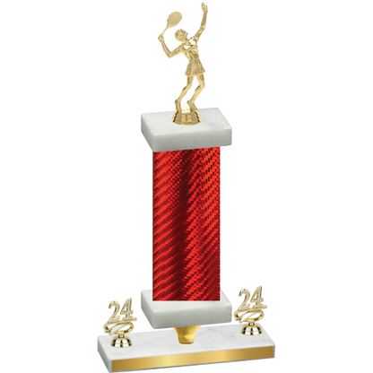 Premium Single Red Carbon Fiber Year Tennis Trophy