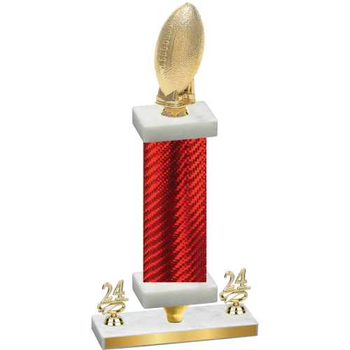 Premium Single Red Carbon Fiber Year Football Trophy