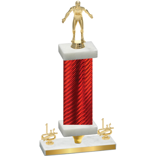 Premium Single Red Carbon Fiber First Place Wrestling Trophy