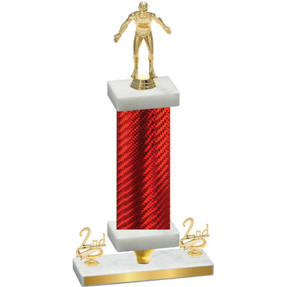 Premium Single Red Carbon Fiber Second Place Wrestling Trophy