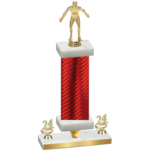 Premium Single Red Carbon Fiber Year Wrestling Trophy