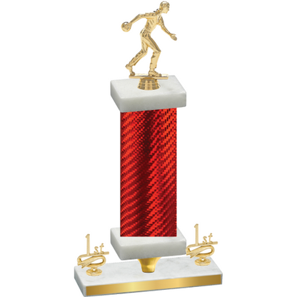 Premium Single Red Carbon Fiber First Place Bowling Trophy