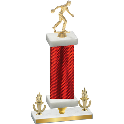 Premium Single Red Carbon Fiber Victory Bowling Trophy