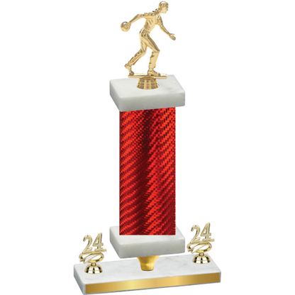 Premium Single Red Carbon Fiber Year Bowling Trophy