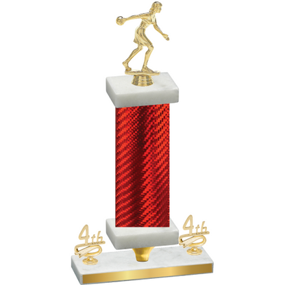 Premium Single Red Carbon Fiber Fourth Place Bowling Trophy