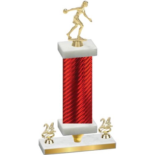 Premium Single Red Carbon Fiber Year Bowling Trophy