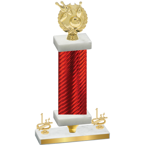 Premium Single Red Carbon Fiber First Place Bowling Trophy