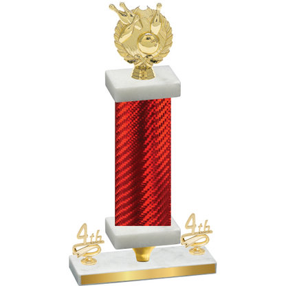 Premium Single Red Carbon Fiber Fourth Place Bowling Trophy