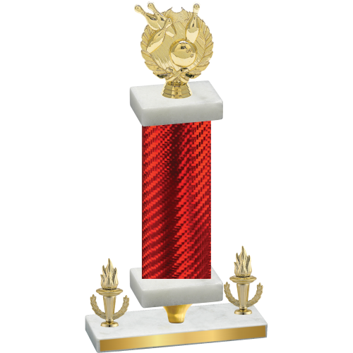 Premium Single Red Carbon Fiber Victory Bowling Trophy