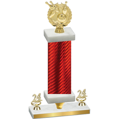 Premium Single Red Carbon Fiber Year Bowling Trophy