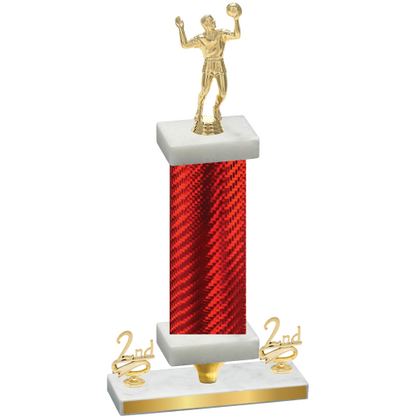 Premium Single Red Carbon Fiber Second Place Volleyball Trophy