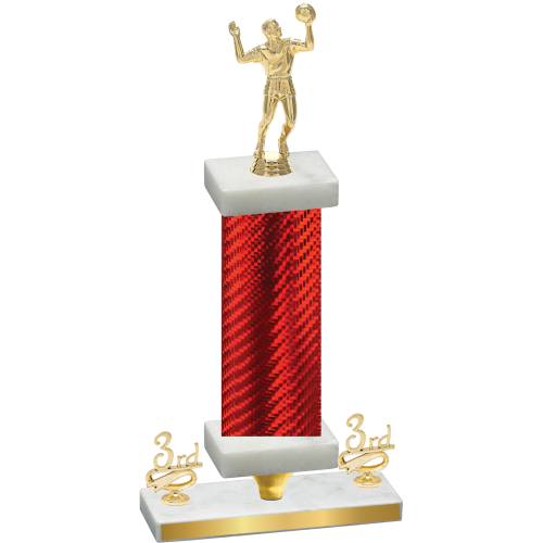 Premium Single Red Carbon Fiber Third Place Volleyball Trophy