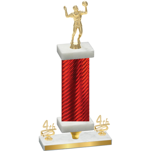 Premium Single Red Carbon Fiber Fourth Place Volleyball Trophy