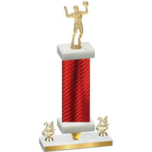 Premium Single Red Carbon Fiber Year Volleyball Trophy