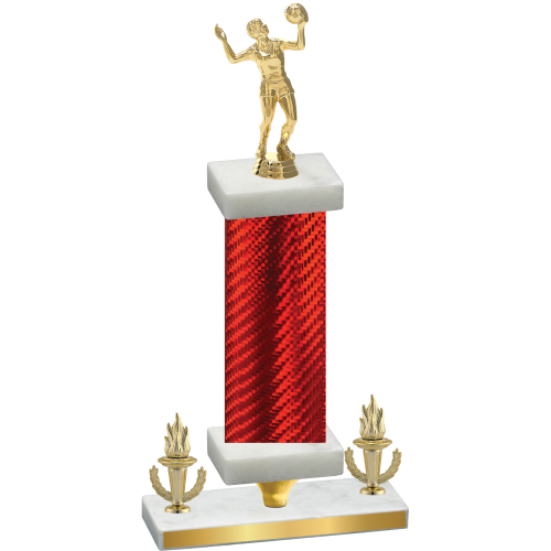 Premium Single Red Carbon Fiber Victory Volleyball Trophy