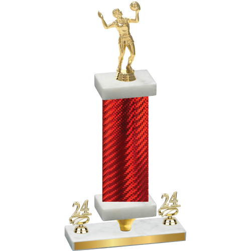 Premium Single Red Carbon Fiber Year Volleyball Trophy