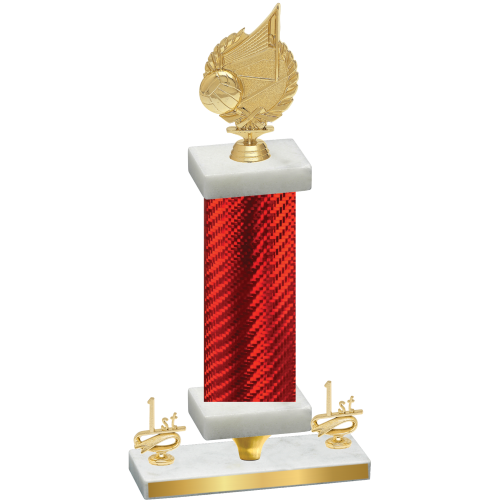 Premium Single Red Carbon Fiber First Place Volleyball Trophy